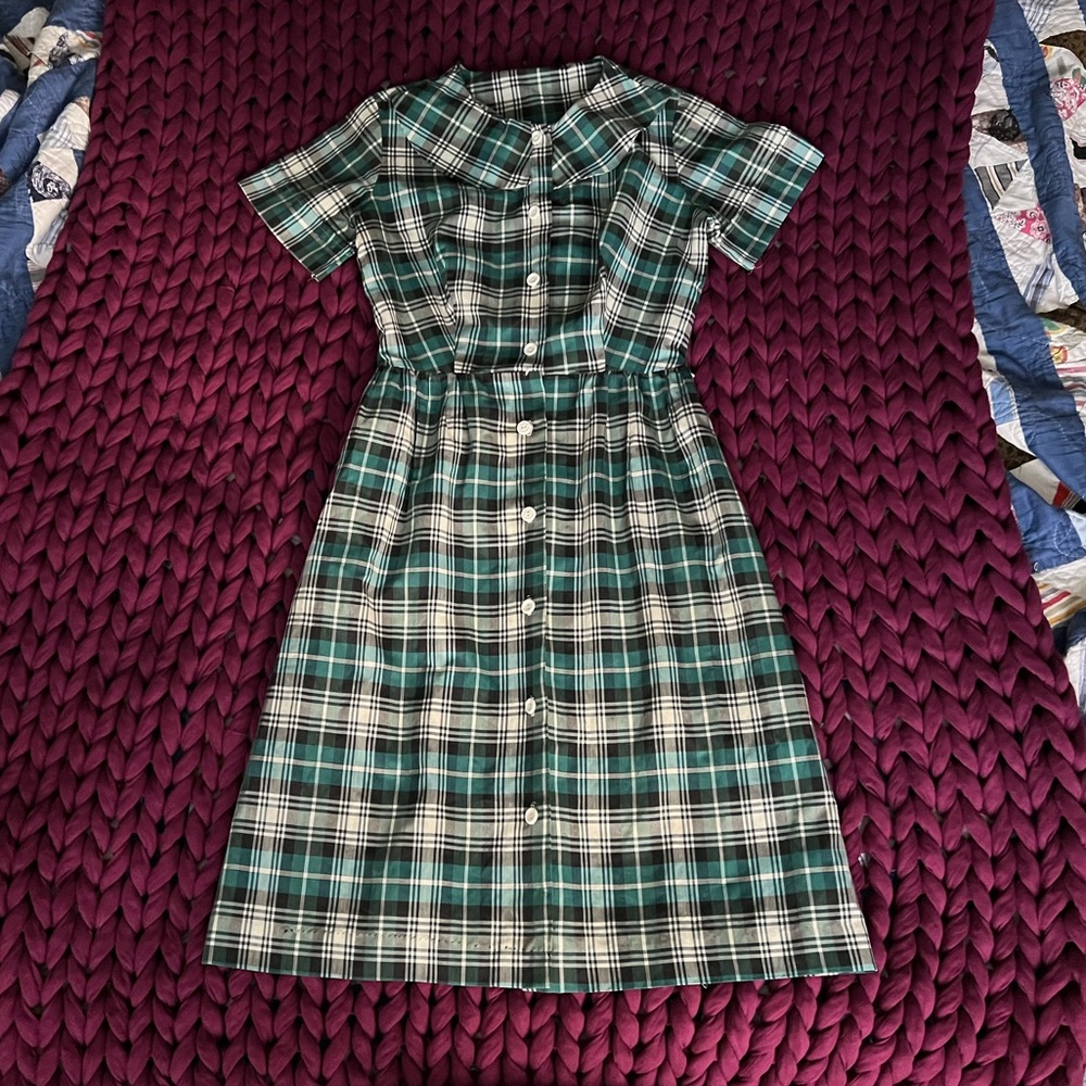 Adorable vintage plaid XS/S 50s 60s kitschy lawn party day dress